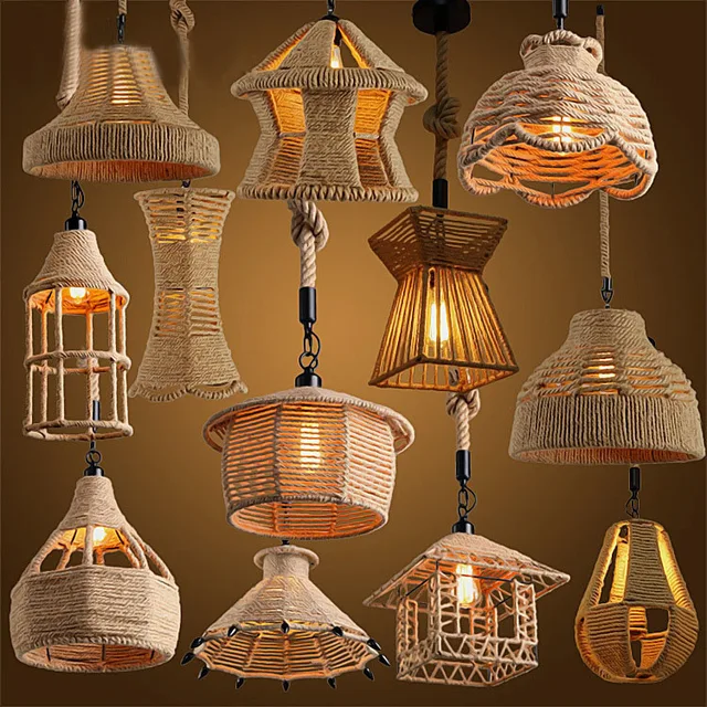 Retro Loft Antik Rami Tali Liontin Cahaya DIY E27 Industri Edison Bohlam Lampu Gantung Dapur Retro Loft Antik Rami Tali Liontin Cahaya DIY E27 Industri Edison Bohlam Lampu Gantung Dapur