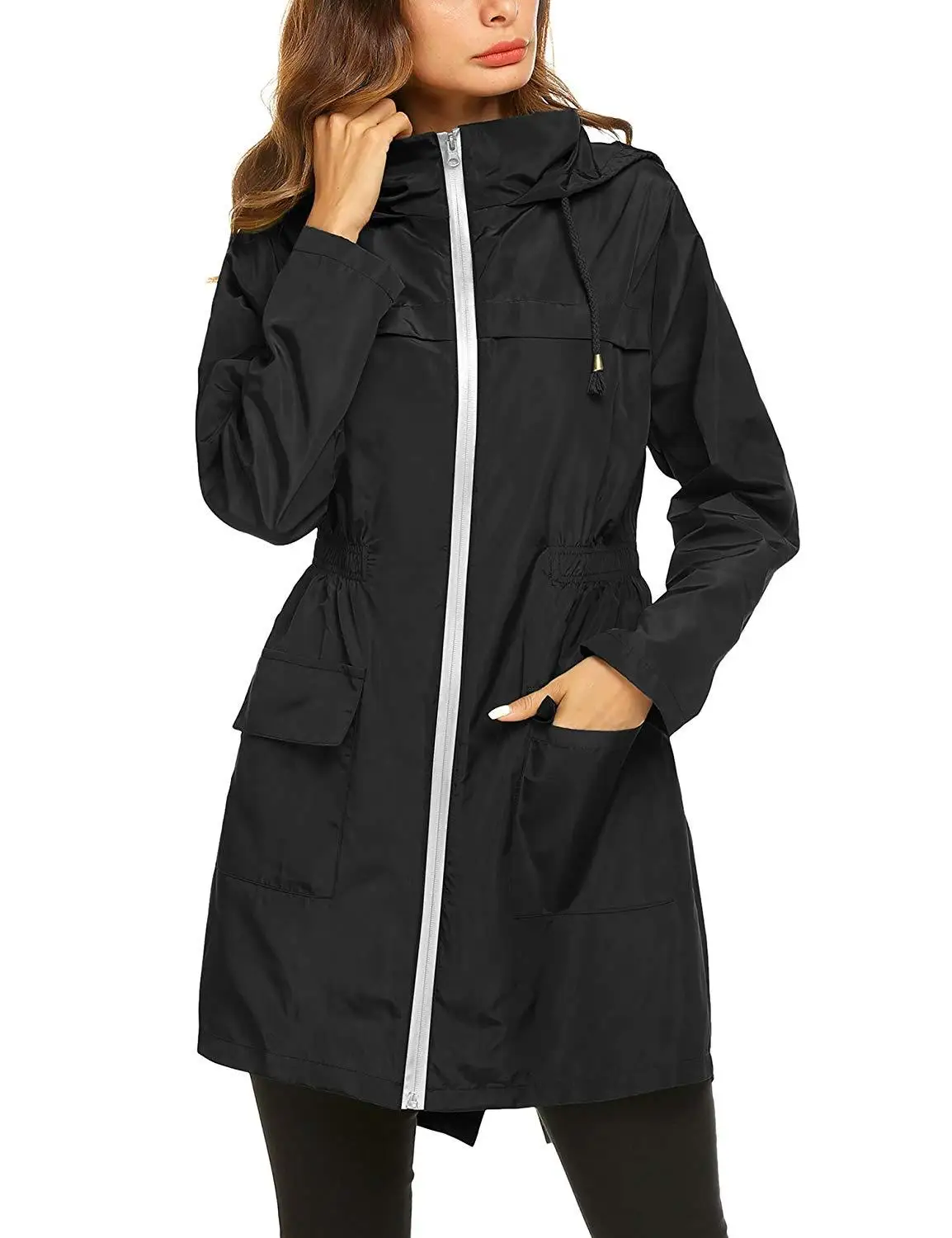 Женское пальто водонепроницаемый и легкий женский плащ для женщин с капюшоном на талии уличная ветровка куртка для альпинизма DB008