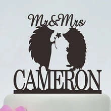 Акриловый для свадебного торта топперы MR-MRS Ежик пары на заказ Жених невесты имя и дата прием гостей в доме невесты украшения