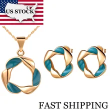 США Uloveido женский ювелирный комплект из розового золота цвет ожерелье и серьги Bijoux Mariage Allibaba Aros цепь T258