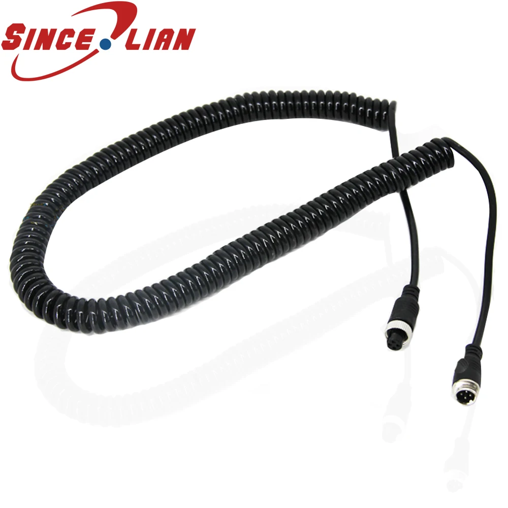 

Truck Reversing Image Dedicated Aviation Head Spring Wire semi-trailer Traction Trailer 4 core Monitoring Spiral Video Cable 6m