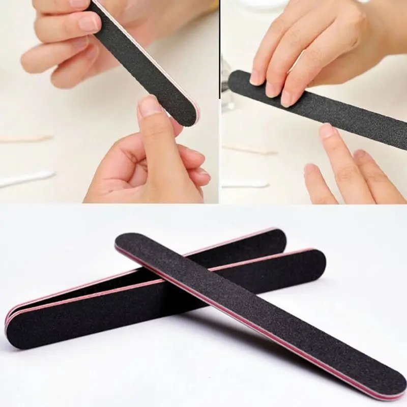 

1Pc Black Sanding Nail File Buffer Grits 100/180 Straight Edge Stick Nail Art Salon Glitter Tools Nail File for Manicure