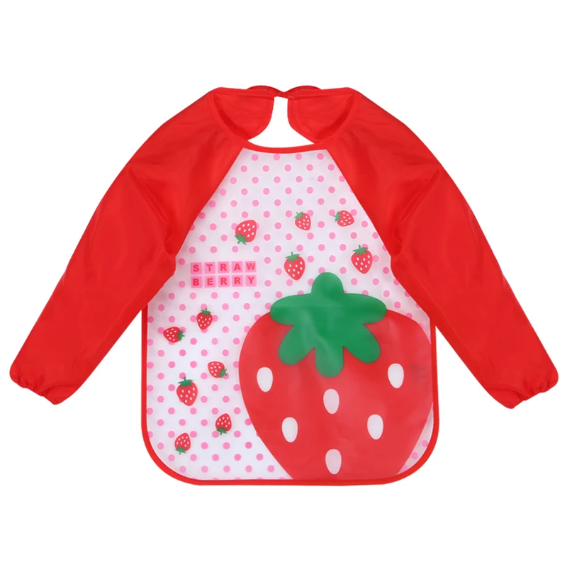 

Washable Cartoon Printed Long Sleeve Waterproof Coverall Baby Todders Animals Toddler Scarf Feeding Smock Apron Burp Clothes