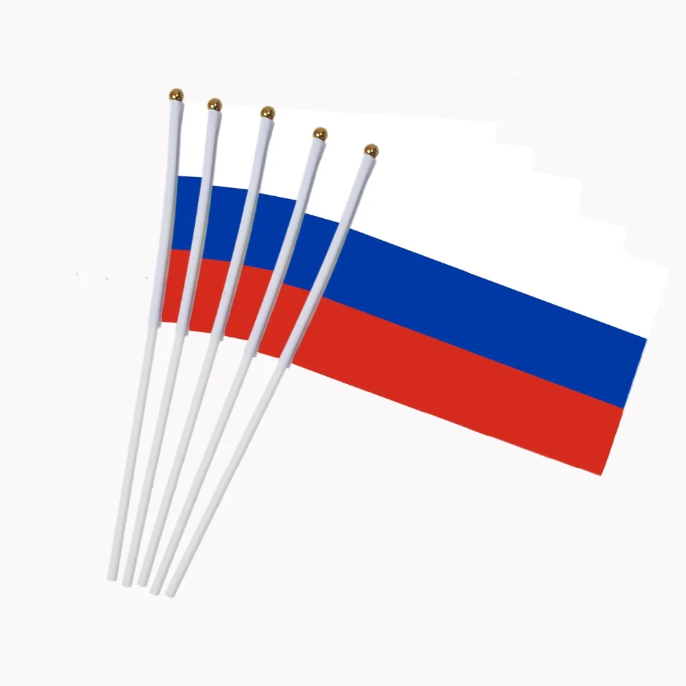 

14x21cm 5pcs Small Russian flag with Plastic Flagpoles Activity parade Sports Home Decoration NC006