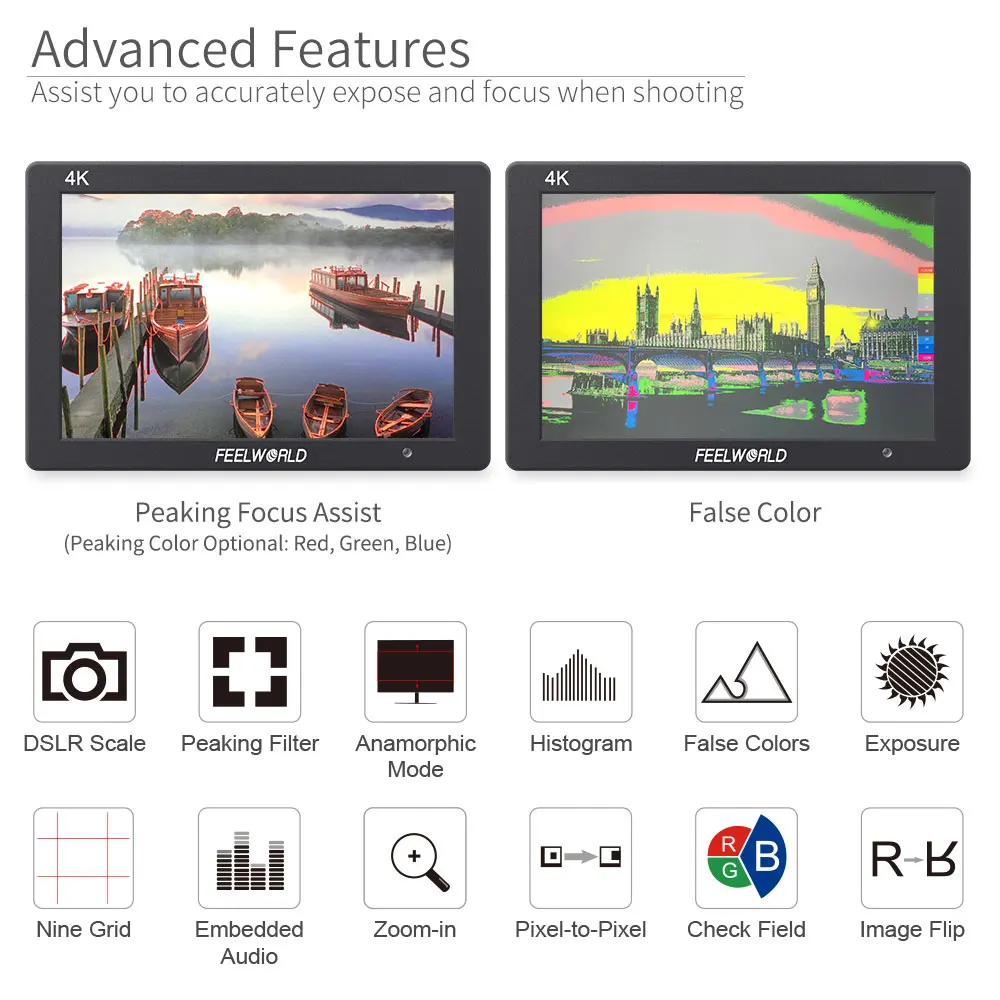Feelworld T7 7 дюймов ips 1920x1200 HDMI на Камера поле монитор Поддержка 4 K Вход Выход видео монитор для DSLR Canon Nikon sony