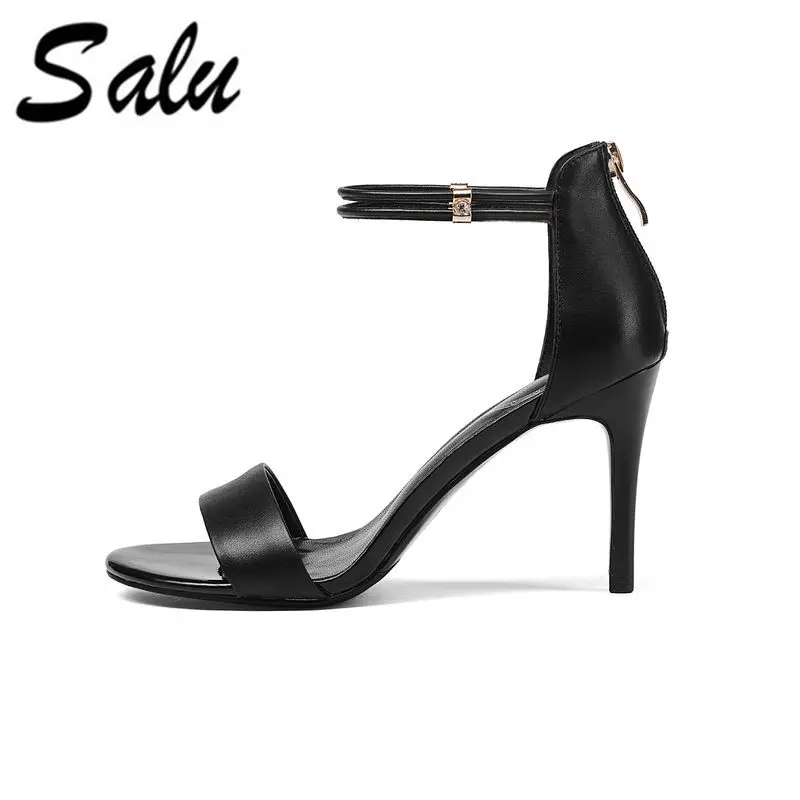 

Salu 2018 new fashion summer shoes Genuine leather ladies shoes sexy party shoes women sandals high heels shoes