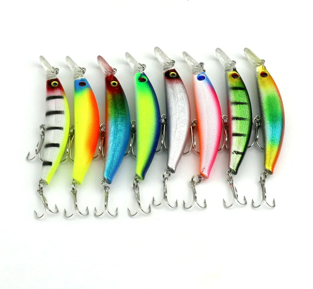 New 8PCS 9G 9.5CM long shot casting Minnow Bionic lures set artificial baits jewfish fresh
