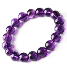 Natural Energy Stones Amethyst Round Beads Bracelets Purple Crystal For Women Fine Jewelry fine lavender purple natural crystal bracelets fox pendant evil spirits help marriage lucky for women girl gift bracelet jewelry