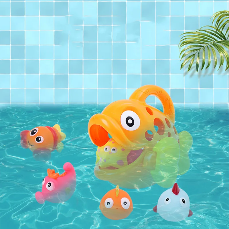 Children Infant Baby Bath Shower Water Toys Swallow Fish Big Fish Small Fish Spray Animal Suit Baby Funny Bath Toys