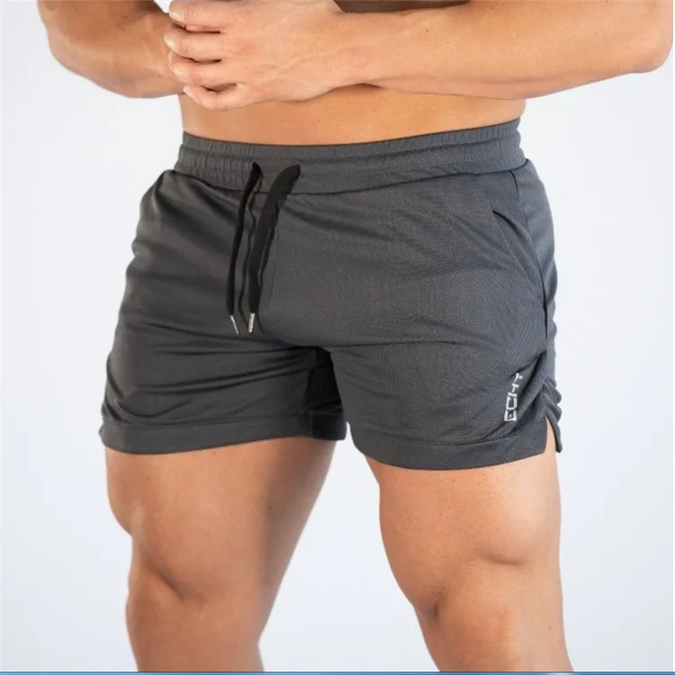 Мужские шорты для спортзала бег трусцой Спорт Фитнес Бодибилдинг тонкие спортивные брюки мужские профессиональные тренировки тренировочные брендовые короткие брюки - Цвет: Gray