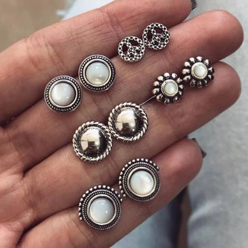 

Qiao La Korea Simple Earrings Jewelry Brand New Geometric Round Stud Earrings Female Accessories Earrings Brincos