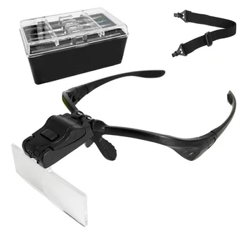 

Headband Magnifying Glass Eye 2 LED Light 1.0/1.5/2.0/2.5/3.5X 5PC Glasses Loupe Optical Lens For Eyebrow Lip Permanent Tattoo