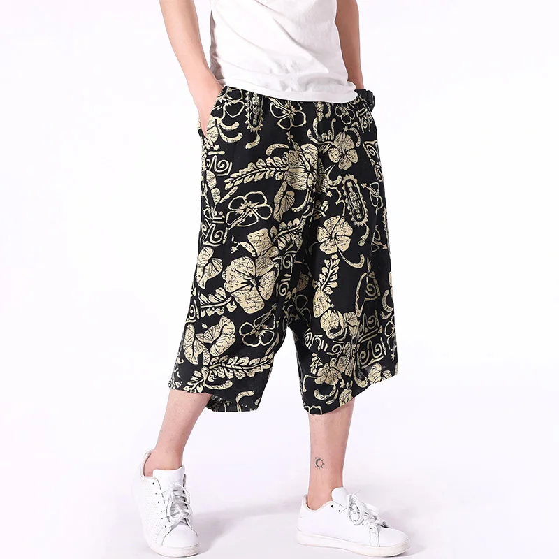 Popular 2019 Summer New Mens shorts Retro Printed Casual Fashion Jogger Knee Length Loose Streetwear Man Hip hop shorts Large size 5XL