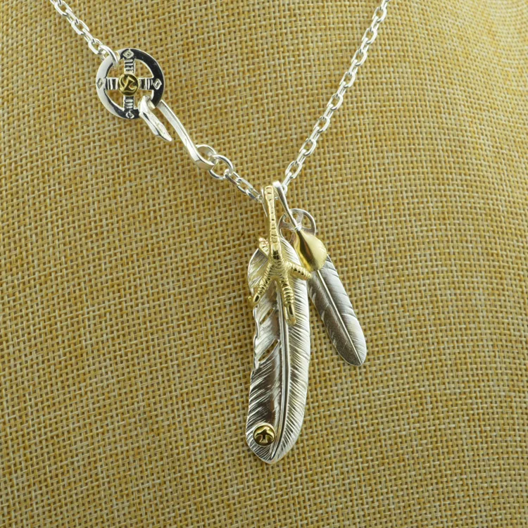 

BOCAI Feather Necklace female 925 Sterling Silver BOCAI engraved with a simple set