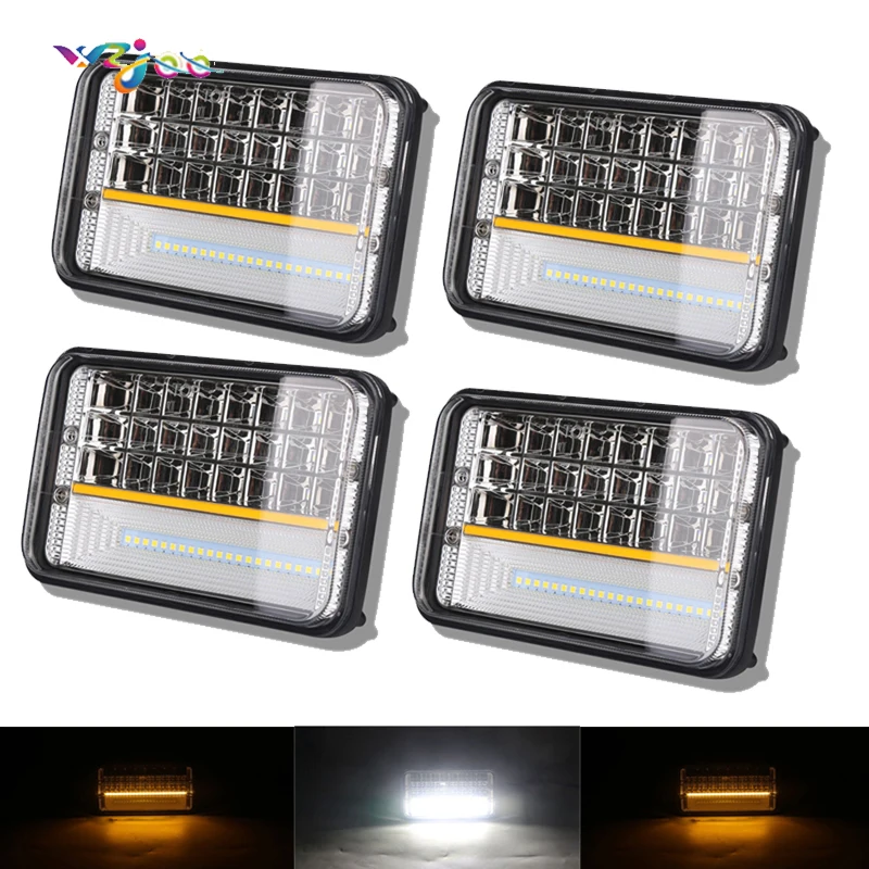 

WZJOO 4pcs Amber 5inch 73W LED Work Light Bar Fog Driving DRL Lamp Hi/Lo Beam DRL Fits Headlamp Bulb for car jeep suv
