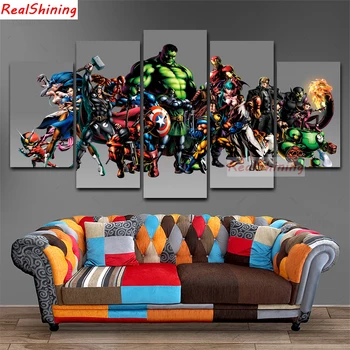 

5pcs diy Diamond Painting Cross Stitch The Avengers full square Diamond Mosaic beaded Embroidery Rhinestones H1565