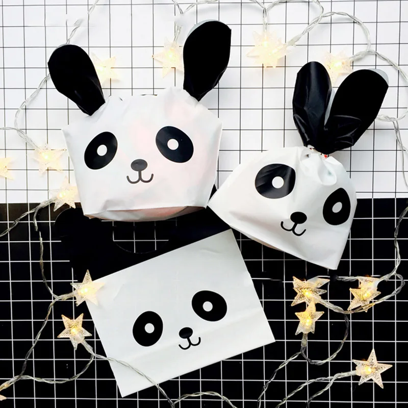 50 Pcs Kartun Hewan Hadiah Ulang Tahun Biskuit Tas Hitam Putih