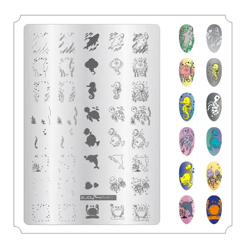 Zjoy-Plus штамповка Nailart изображения пластины.-Цветок/полосы штамповки пластины 14,5x9,5 см дизайн ногтей штамп шаблон изображения пластины, 34 - Цвет: 07