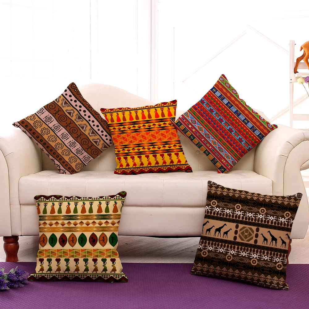 Miracille африканская национальная полоса богемный стиль геометрический домашний Декор Бросок льняные Чехлы для подушек Этническая Подушка Чехол для дивана автомобиля
