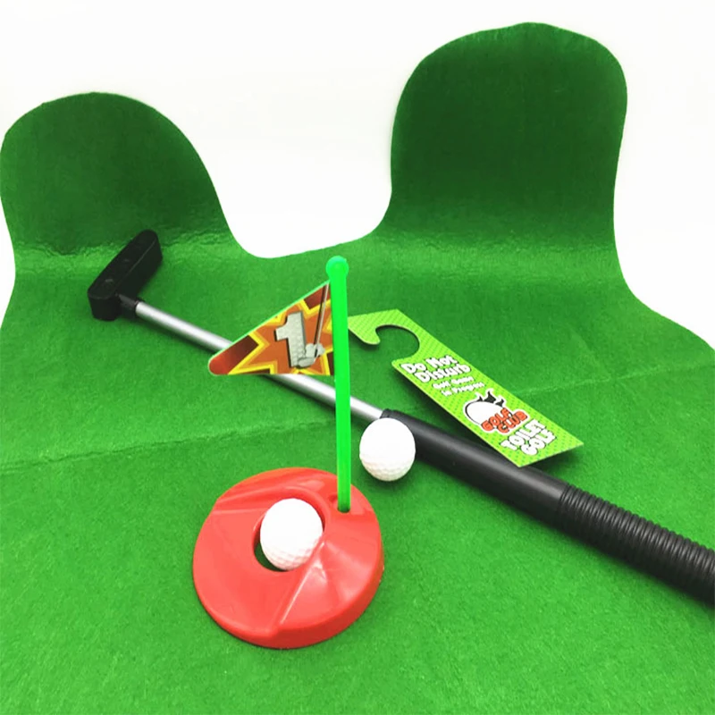 Toilet Golf Putter Set Bathroom Game Mini Golf Set Golf Putting Novelty Set - Play Golf in the Toilet Bathroom Accessories Sets