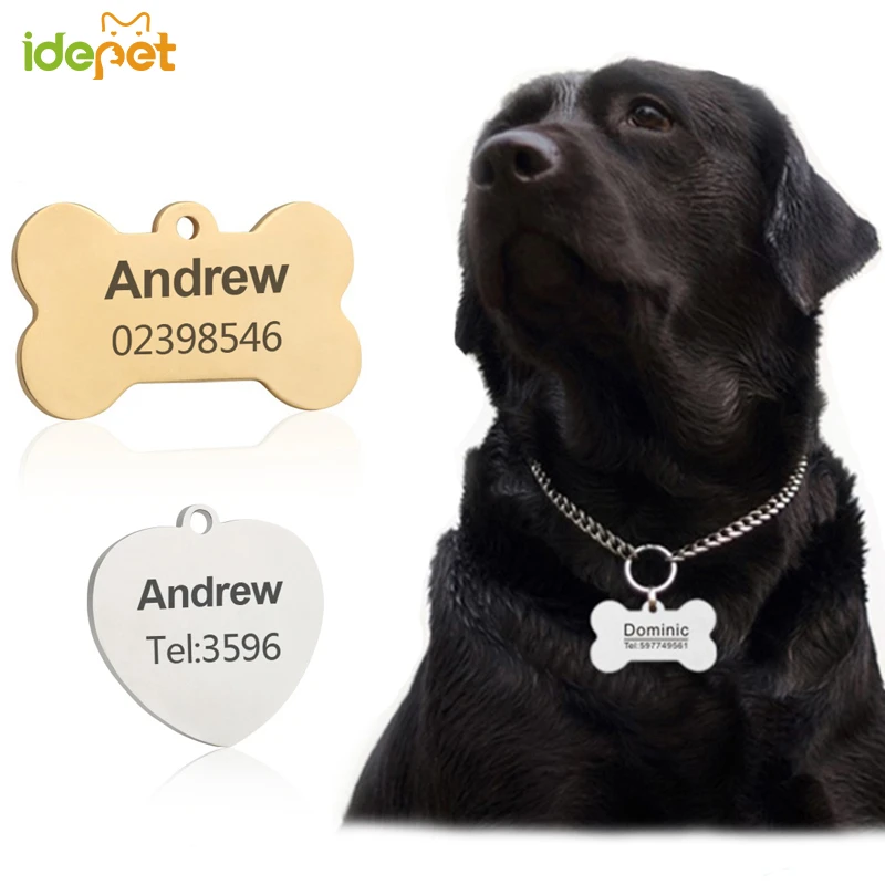 Collares y arneses personalizados para perros, chapa personalizada para gatos, grabado, identificación perros, nombre y teléfono|Etiquetas de - AliExpress