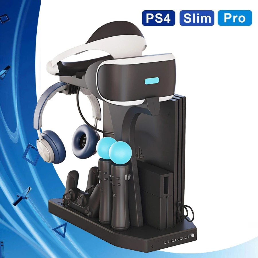 Вертикальная подставка для PS4/Pro/Slim с охлаждающим вентилятором контроллер