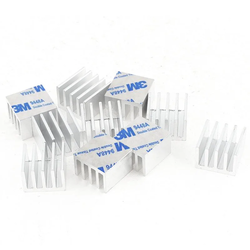En-Labs 10pcs Aluminum Heatsink 14*14*10mm Electronic Chip Radiator Cooler w/ 3M9448A Thermal Double Sided Adhesive Tape