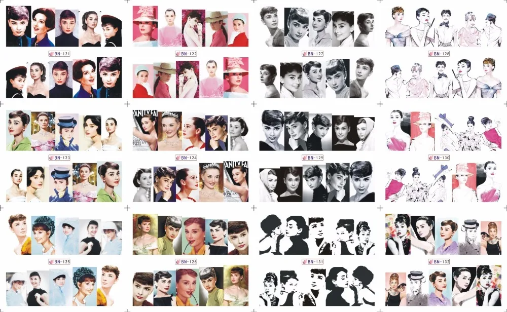 

on sale !!12 Sheets Nail Art Water Decals Audrey Hepburn For Party Wedding Birthday BN 121-132
