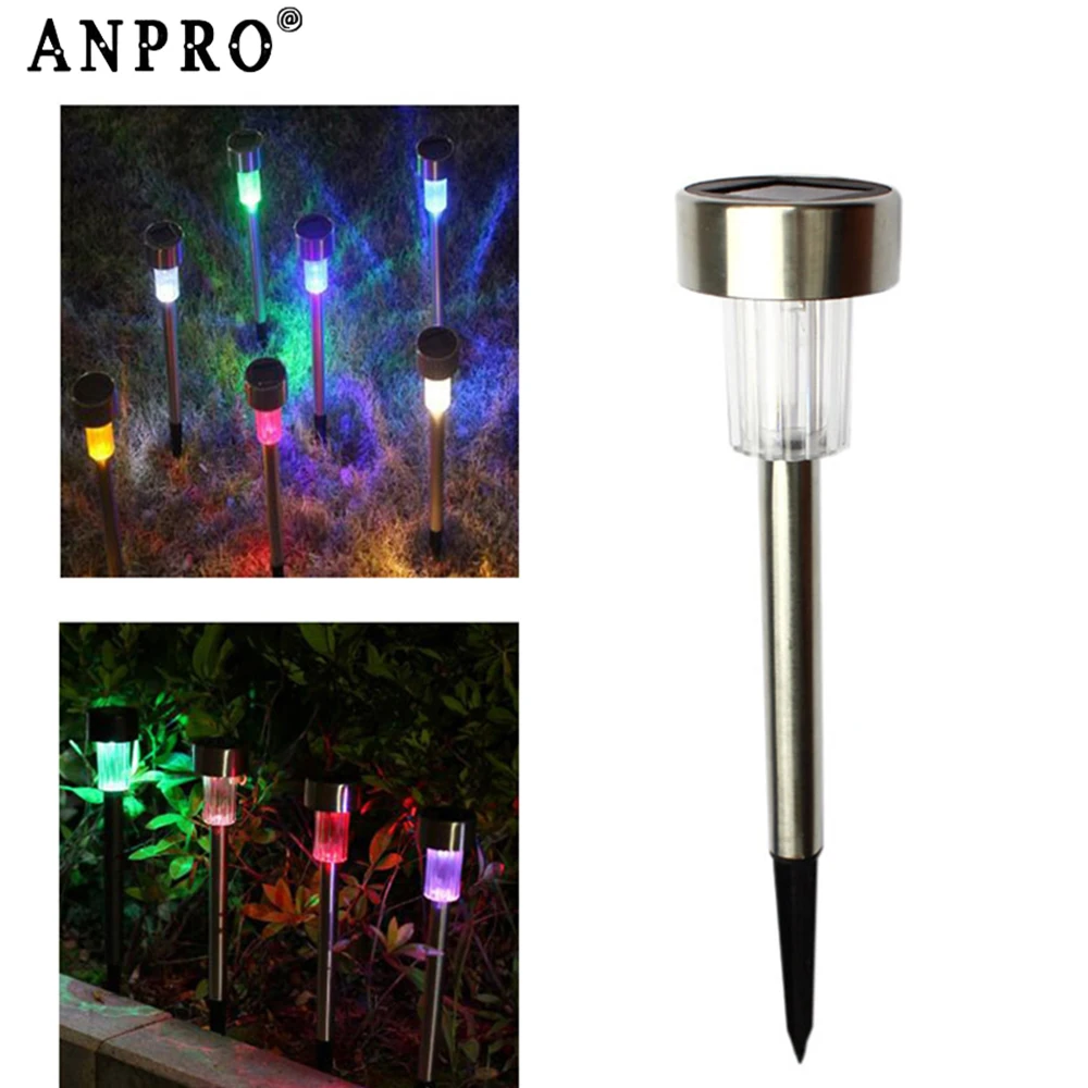 Anpro 10pcs Outdoor Led Single Solar Lawn Lamp Light Bollard Led Solar
