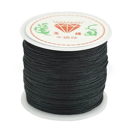 45 м/рулон 0,8 мм нейлоновая нить Kumihimo для изготовления украшений, материал для кисточек, сделай сам, красные шнуры, фурнитура ручной работы, плетеная веревка, поставщик - Цвет: Black