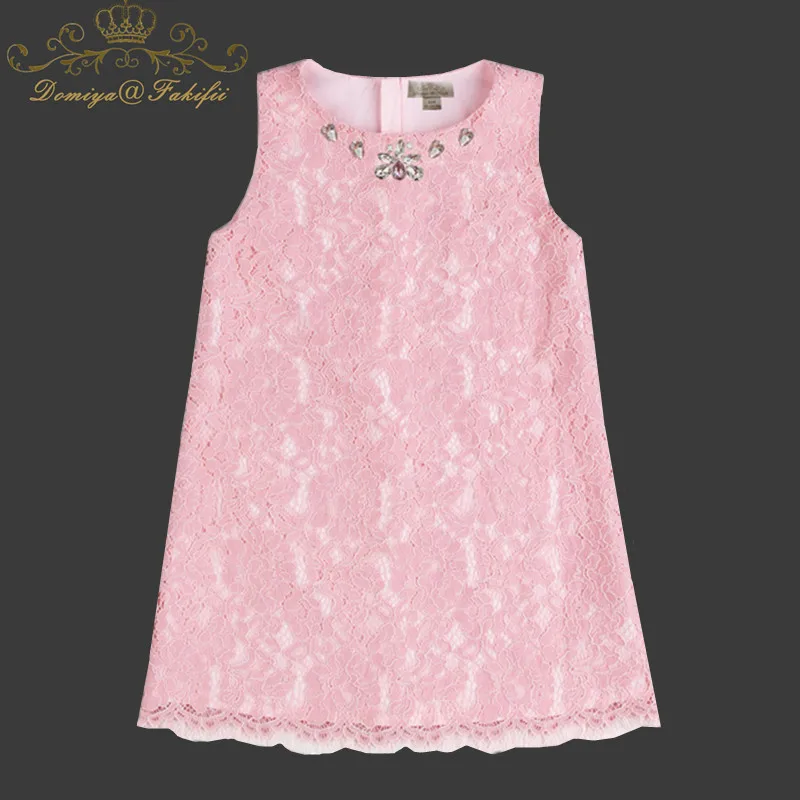 

Domiya&Fakifii Girls Lace Dress 2018 Brand Children Clothing Spring Casual Style Girls Clothes Pink Crystals Dress Kids Clothes