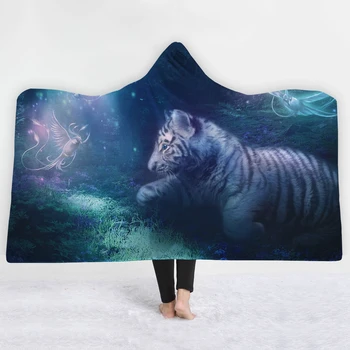 

Tiger animal deep blue Blankets hats keep warm sofa twin full size blankets comfortable soft likable 3D Dream blanket