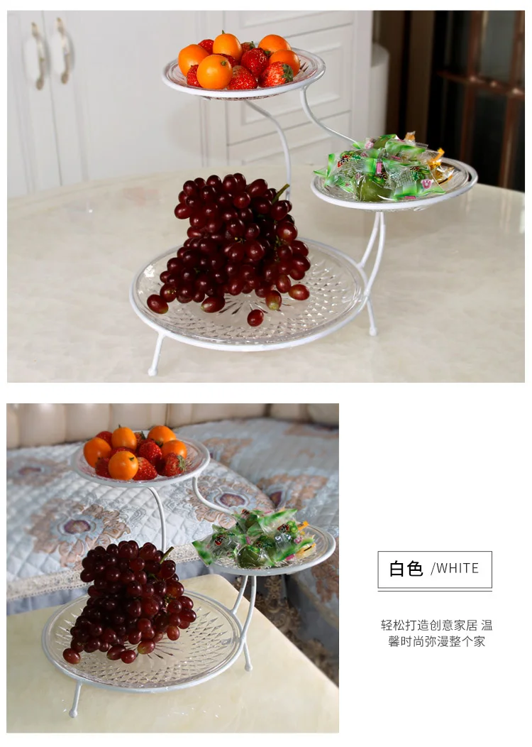 Бытовая многослойная Фруктовая тарелка Современная креативная кованая тарелка для конфет гостиная журнальный столик сухофрукты тарелка WF411929