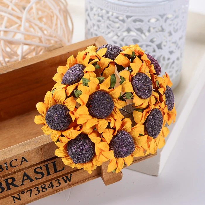 20pcs Artificial Paper Sunflower Decorative Flowers Bouquet