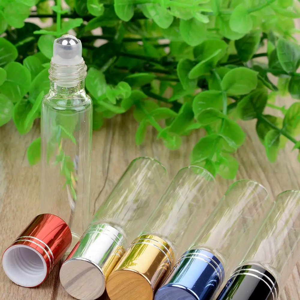 HHOT 10ML Travel Clear Roller Refillable Essential Oil Roll on Glass Perfume Bottle 3