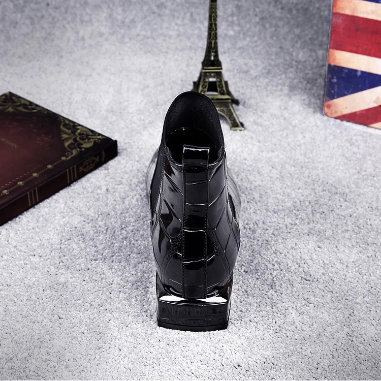 2018 Chic Women Boots Shiny PU Leather Autumn Winter Shoes Woman Spuare Toe Block Heels Peluche Ankle Boots Female Botas Mujer Women's Shoes