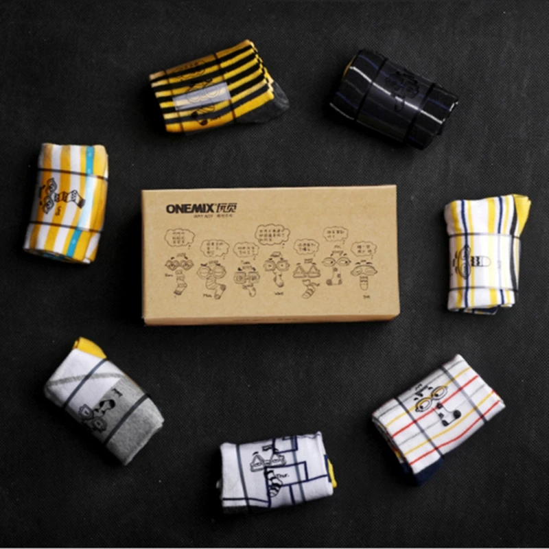 ONEMIX Comfortable Casual Men Women Cotton Socks Simple Striped Outdoor Sport Training 7 Pair On Random