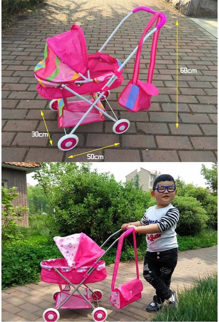 spesifikasi Besar Anak anak Mainan Stroller Bayi Kereta Bayi dengan Boneka Bayi Trolley Payung Kereta Dorong Lipat Berpura pura Bermain Kereta Bayi  3 Tahun