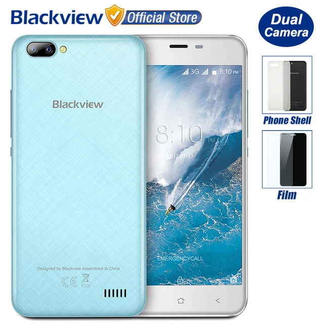 Новый Blackview A7 двойной сзади камеры смартфона 5.0 дюймов HD MTK6580A Quad Core Android 7.0 1 ГБ Оперативная память 8 ГБ Встроенная память 5MP Cam 2800 мАч Батарея