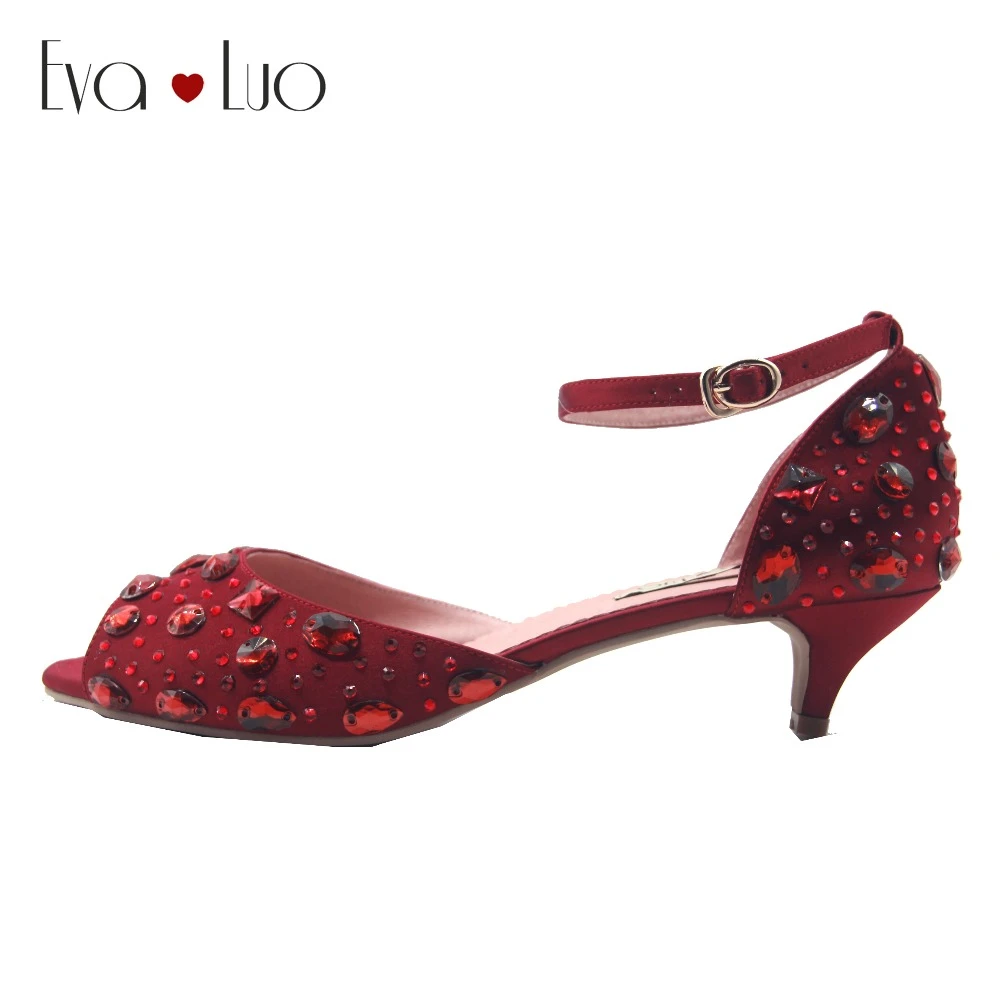 burgundy low heel wedding shoes