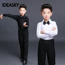 Штаны для латинских танцев, мужские белые и черные рубашки для латинских танцев, Мужская одежда для латинских танцев, Мужской комплект для мальчиков, Мужская одежда для латинских танцев