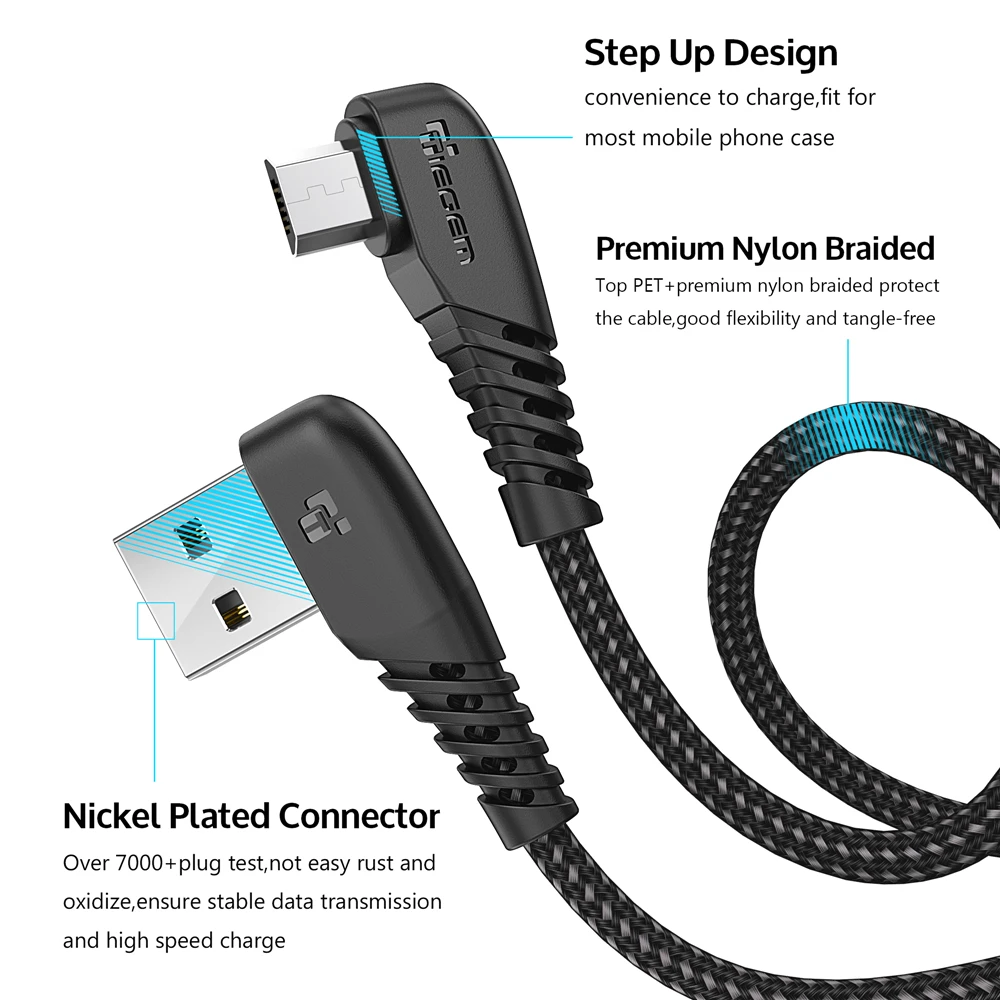 Micro USB Cable 2A Fast Charger USB Cord Tiegem 90 degree elbow Nylon Braided Data Cable for Samsung/Sony/Xiaomi Android Phone Micro USB Cable 2A Fast Charger USB Cord Tiegem 90 degree elbow Nylon Braided Data Cable for Samsung/Sony/Xiaomi Android Phone