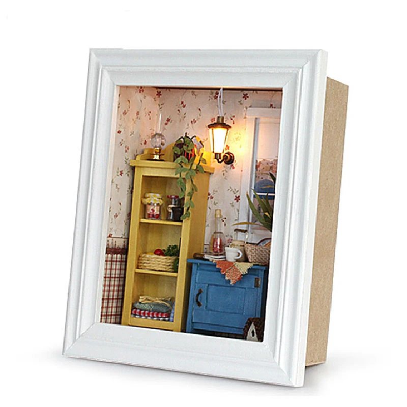 Кукольный домик рамка миниатюрная с мебельными комплектами DIY деревянный