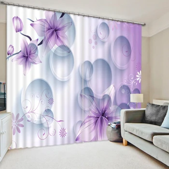 

Modern Home Decoration Blackout 3D Curtain stereoscopic purple curtains modern living room curtains