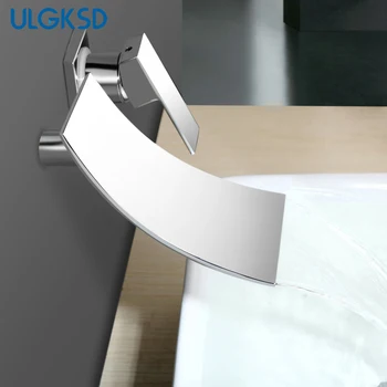 

ULGKSD Basin Faucet Chrome/ Bronze Brass Wall Mount Waterfall Spout Single Handle Vessel Sink Mixer Taps