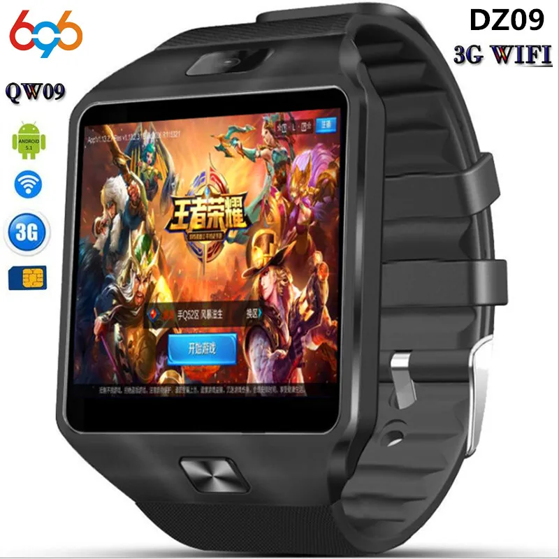 696 3g wifi QW09 Android умные часы DZ09 512 МБ/4 ГБ Bluetooth 4 0 реальный шагомер sim-карта вызов