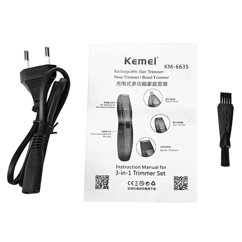 Kemei KM-6635 3 в 1 перезаряжаемый нос триммер для бороды ухо Бакенбарды Триммер для волос Машинка для стрижки волос Professional Barber Shaving Machi