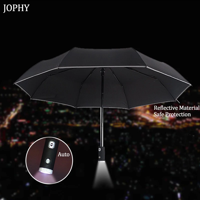 

Top-quality LED Automatic Folding Umbrella Men Women Rain Windproof UV Large Paraguas Umbrella Night Protection with Flashlight