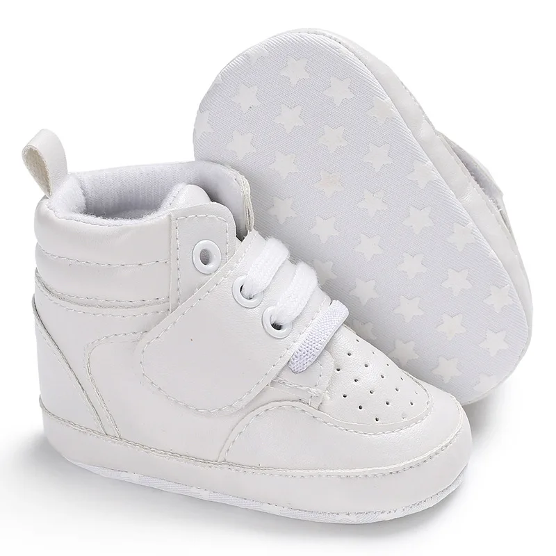 

2019 On Sale Winter High Help Infant Baby Boy Soft Sole PU Leather First Walkers Crib Shoes 0-18 Months