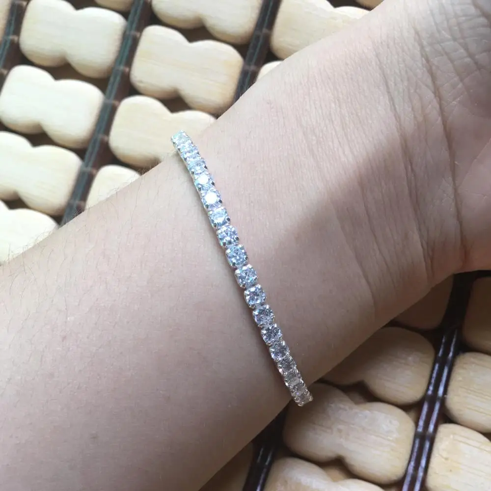 

Tennis68 Real 925 Sterling Silver Tennis Bracelets Men AAAAA Cubic Zirconia CZ Bracelet Women Wedding Silver Tennis Jewelry